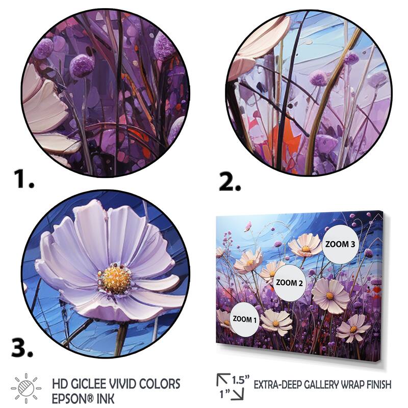 Designart "Zinnias Violet Serenade I" Zinnias Framed Canvas Wall Art